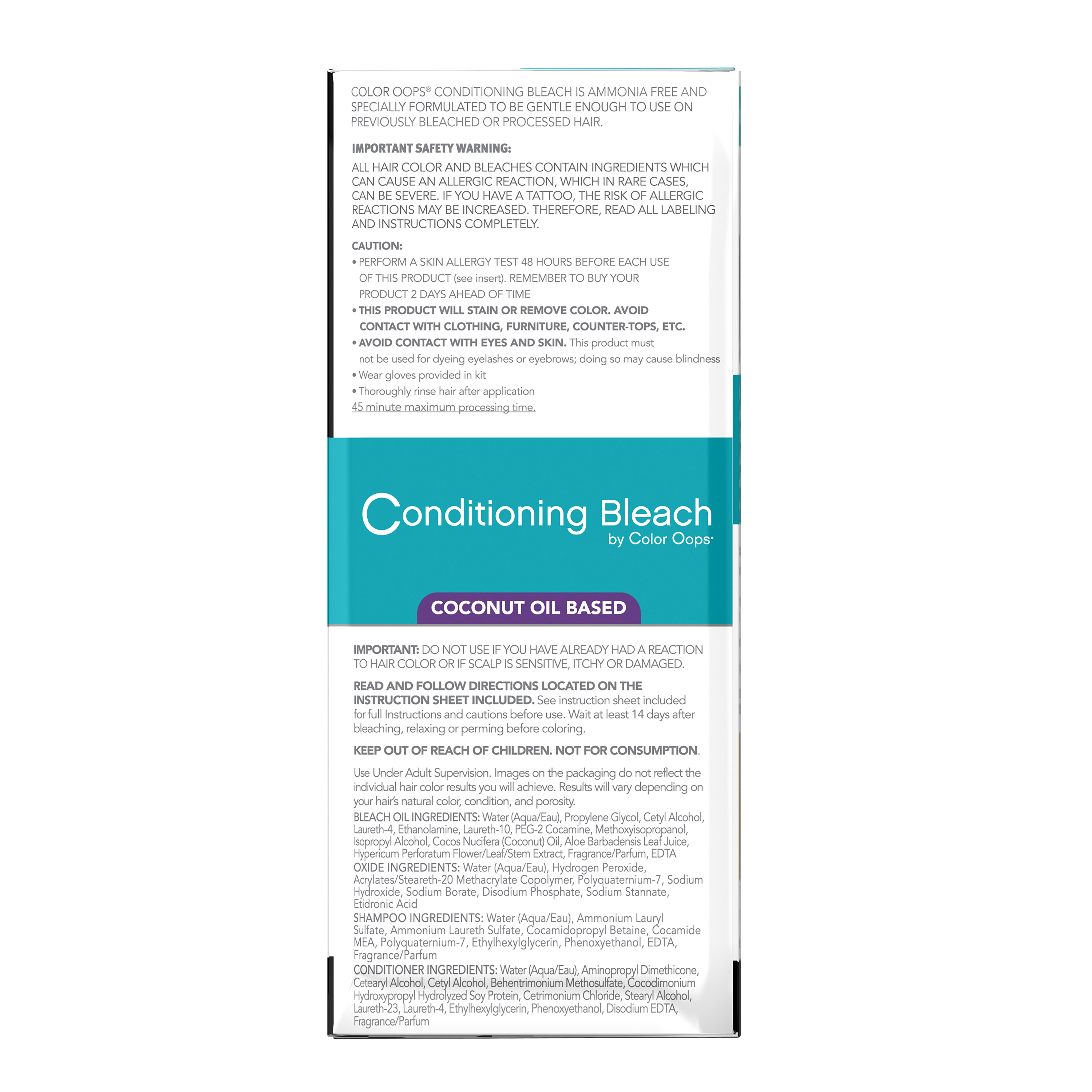 Color Oops Coconut Oil Based Conditioning Bleach