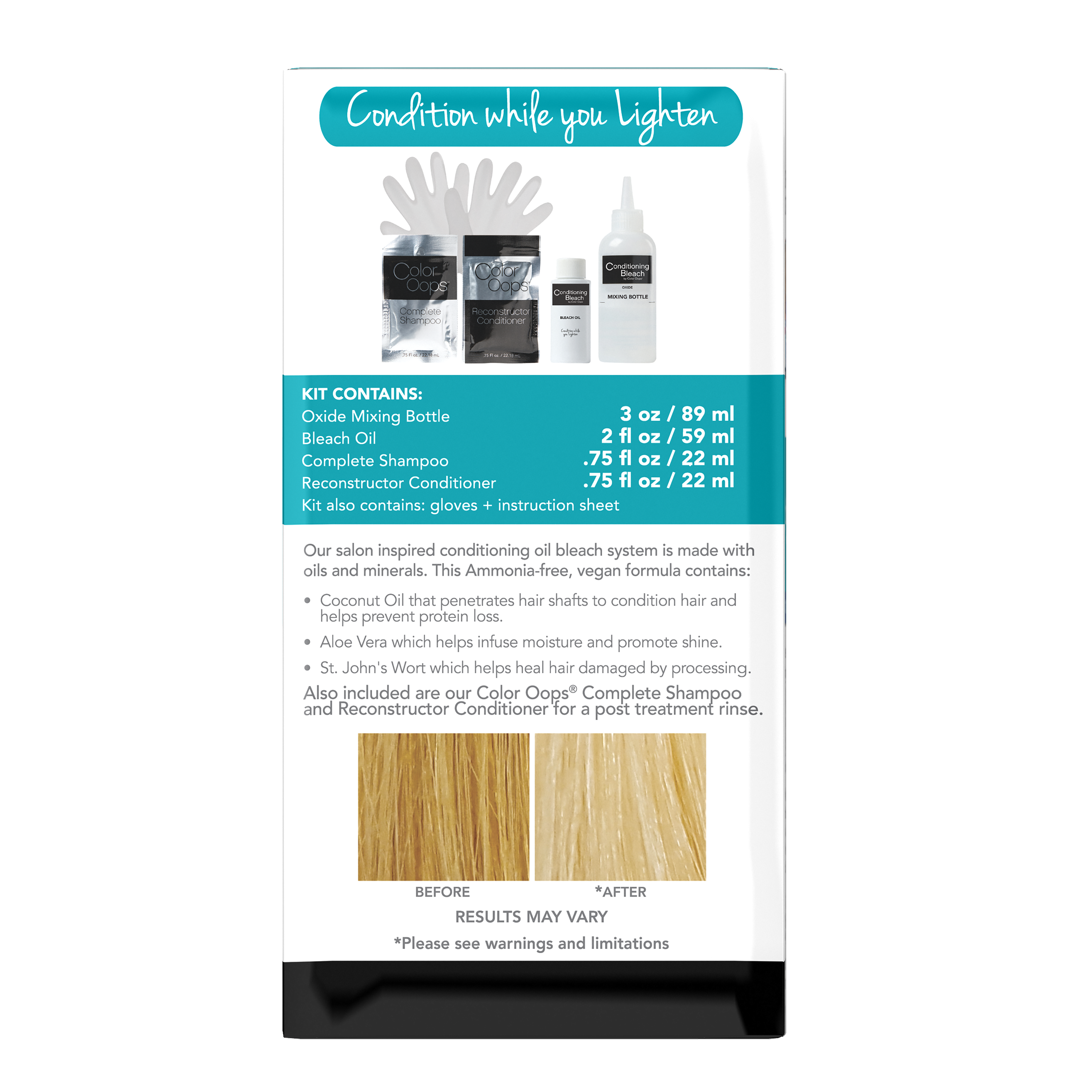 Color Oops Coconut Oil Based Conditioning Bleach